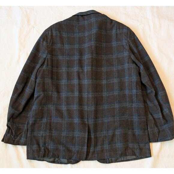 Penney's VTG 50s Shadow Plaid Wool Tweed Blazer Classic Professor Union Made XL - Picture 4 of 14